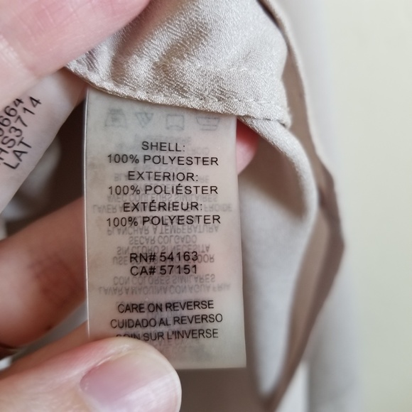 Calvin Klein Tan Career Wear Blouse Tab Sleeve L - Picture 2 of 7